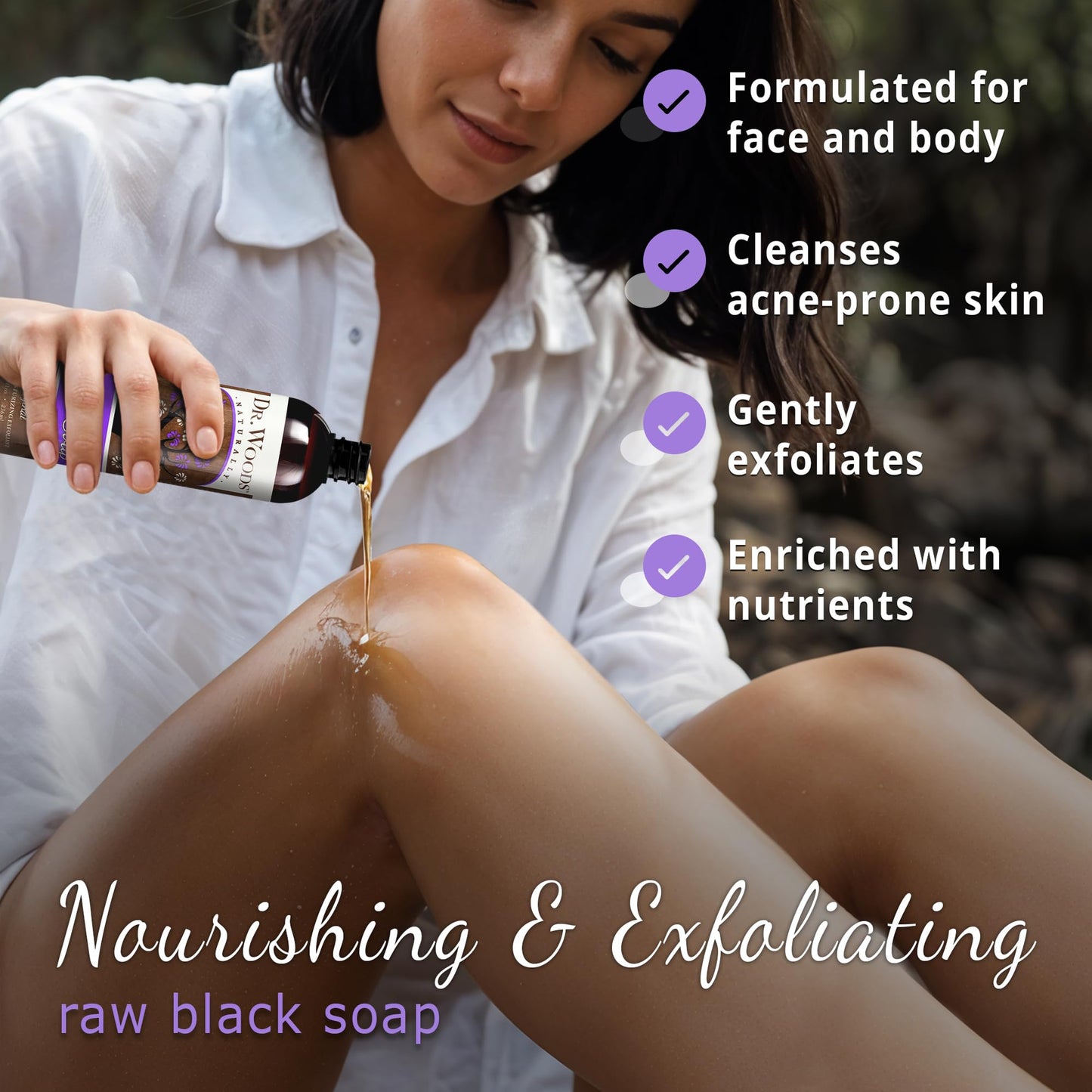 Dr. Woods Raw African Liquid Black Soap - Body Wash for Men and Women, Contains Organic Shea Butter, Gentle Exfoliant, Natural Cleanser for Face Beauty & Personal Care Dr. Woods
