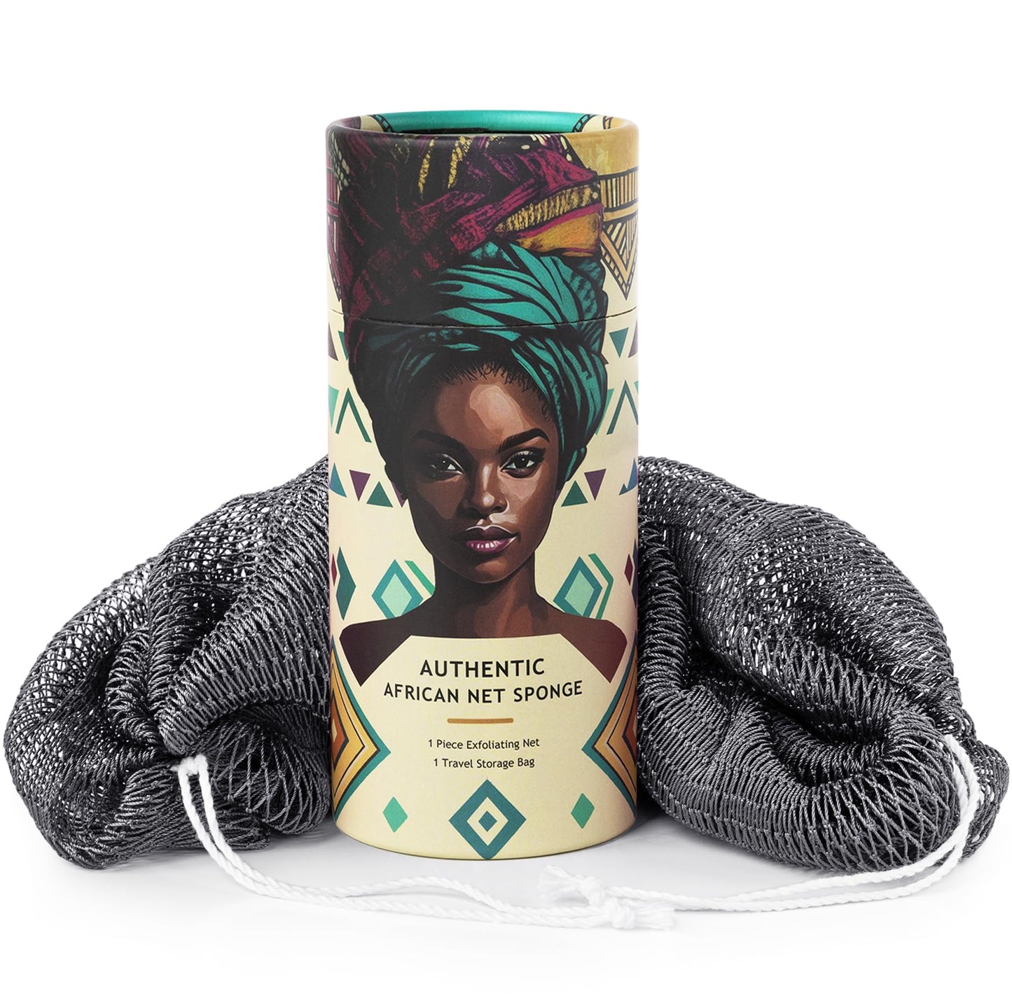 African Net Sponge Authentic - Afro Scrub Exfoliating Net Sponge with Knots - African Bath Sponges for Body Scrubber Exfoliator - Back Scrubber Beauty and Personal Care MINISENTIALS