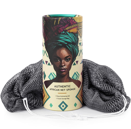 African Net Sponge Authentic - Afro Scrub Exfoliating Net Sponge with Knots - African Bath Sponges for Body Scrubber Exfoliator - Back Scrubber Beauty and Personal Care MINISENTIALS