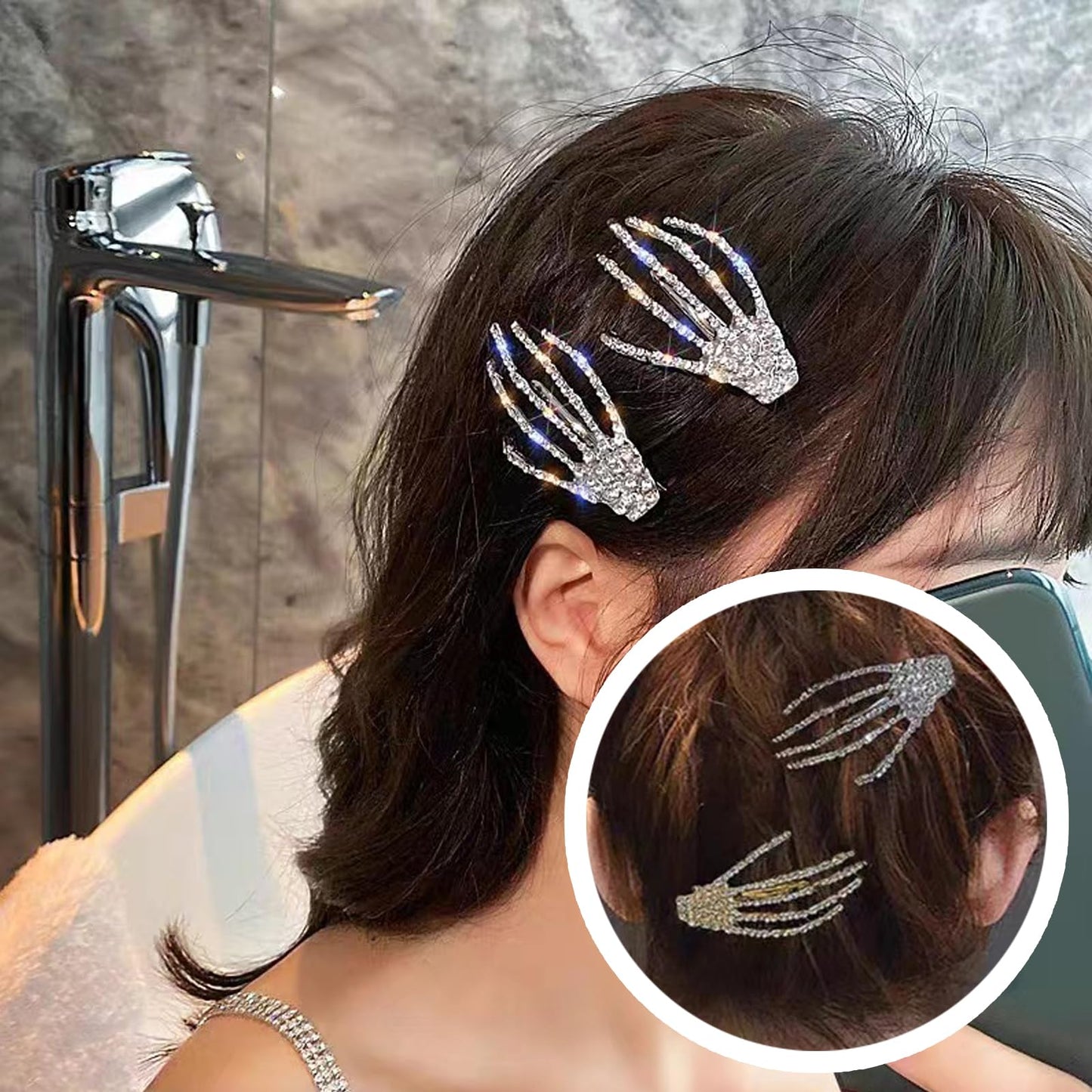 4Pcs Halloween Skeleton Hands Hair Barrettes,Halloween Hair Clips for Women Girls,Rhinestone Skull Hand Hair Clip Hairpin,Zombie Punk Rock Hair Beauty & Personal Care ASIJUNTYECHO