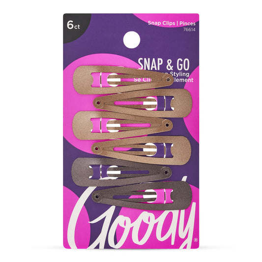 Goody Snap & Go Metal Contour Clips, 6 Count, Brunette, Snap Clips, Suitable for All Hair Types, Pain-Free Hair Accessories for Women, Men, and Kids Beauty & Personal Care GOODY
