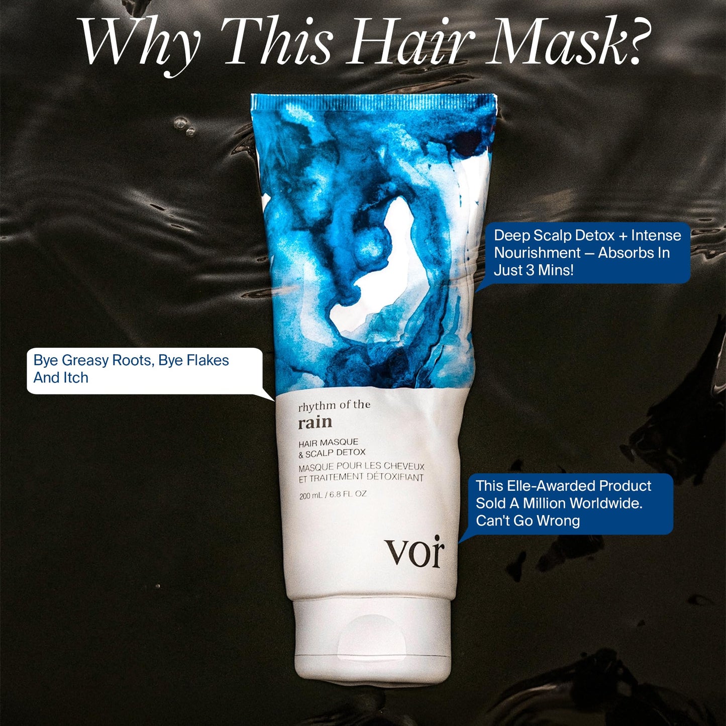 Voir Haircare Rhythm of the Rain Deep Conditioning Hair Mask with Argan Oil + Rosebay & Red Clover Extracts - Hair Mask for Damaged Hair - Scalp Beauty & Personal Care Voir Haircare