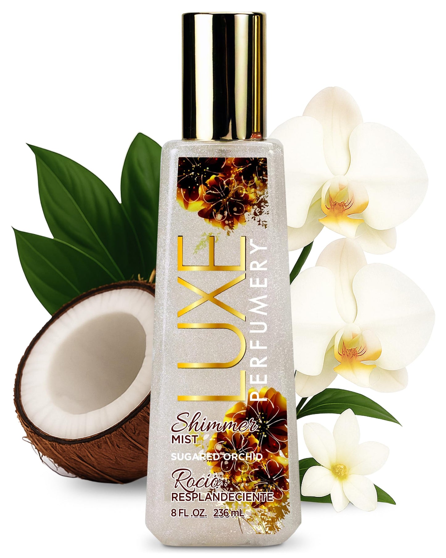 Luxe Perfumery Sugared Orchid Shimmer Body Mist - Long-Lasting Perfume Spray with Glittering Shine, Juicy Citrus & White Orchid Notes, Radiant Glow Beauty & Personal Care Luxe Perfumery
