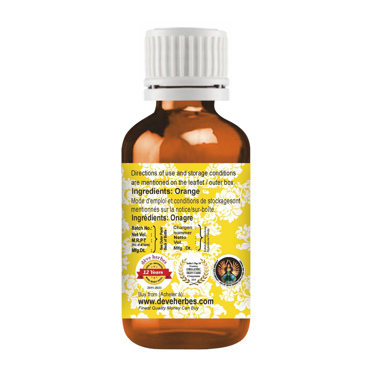 dève herbes Orange Essential Oil (Citrus sinensis) Pure - Non-Sticky - Non-Greasy - Lightweight - Men & Women - All Skin Types - Steam Distilled 15ml Beauty and Personal Care dève herbes