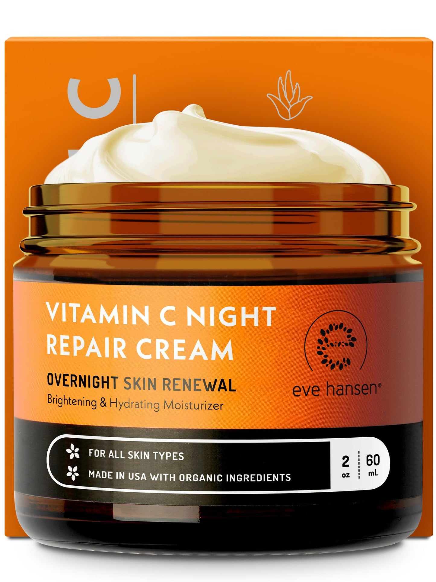 Eve Hansen Vitamin C Night Cream for Face and Neck - Hydrating, Brightening, Anti-Aging Moisturizer for Mature, Dry Skin - Non-Greasy - 2 oz Beauty & Personal Care Eve Hansen