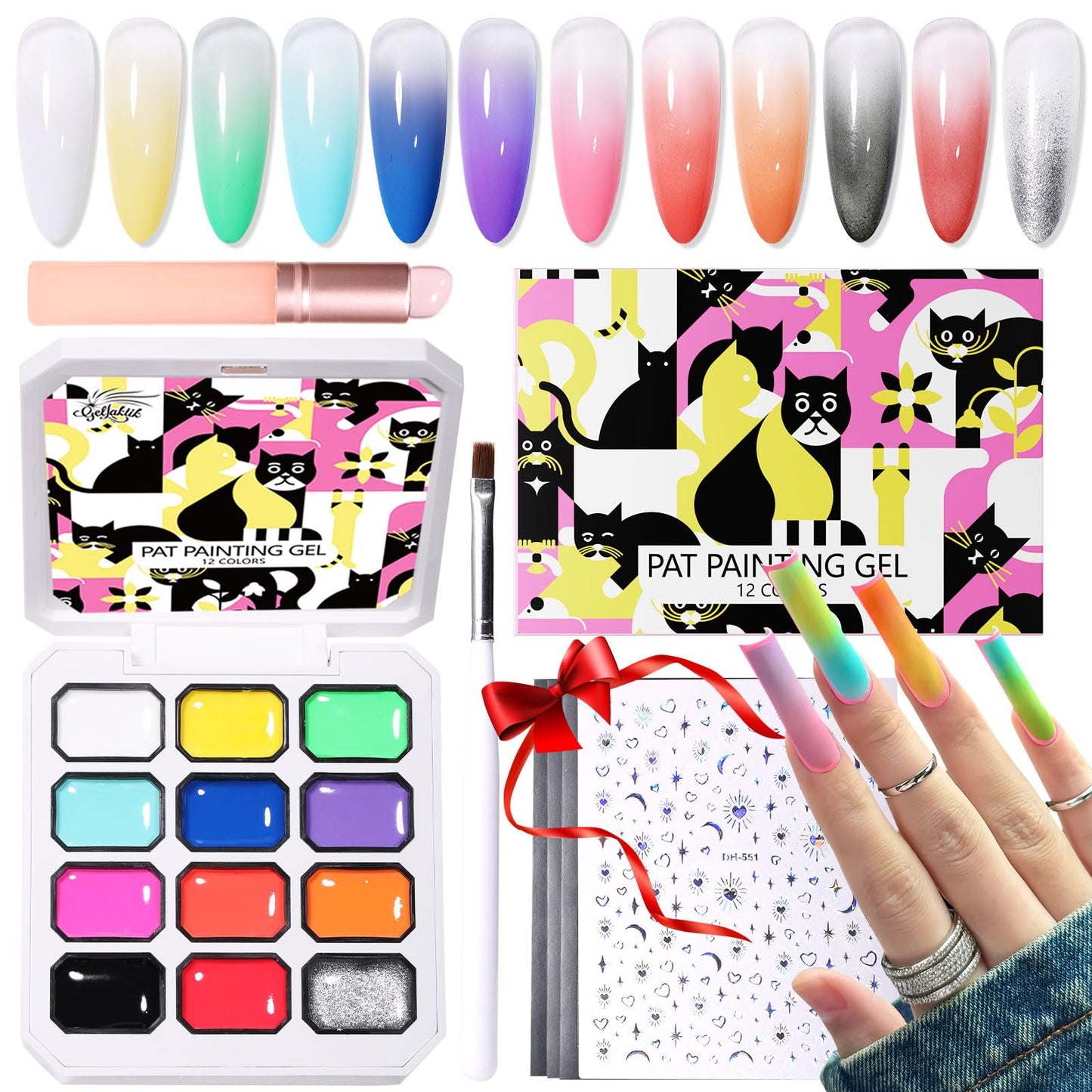 GELLAKTIK 12 Colors Pat Pat Gel for Nail Art (Pink) Beauty and Personal Care GELLAKTIK Default Title