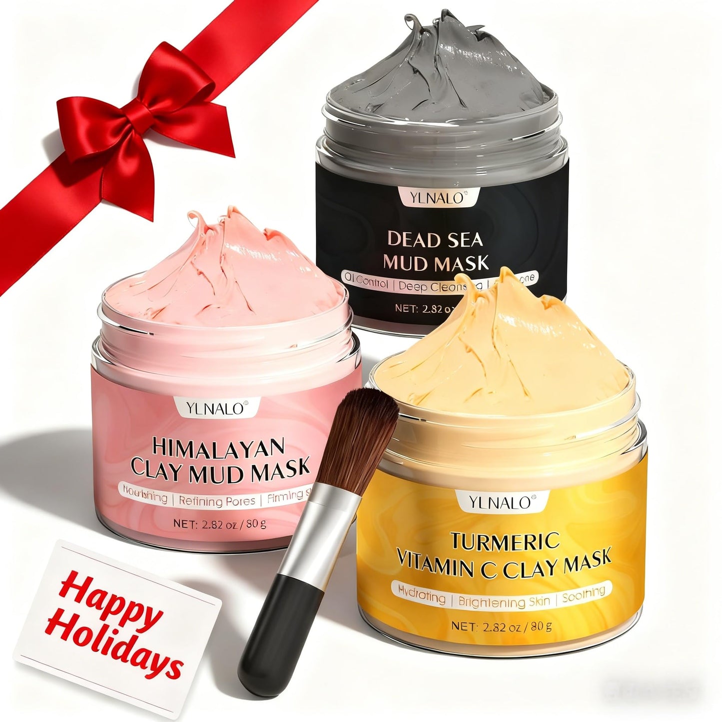 YLNALO Stocking Stuffers for Women 3 Pcs Clay Facial Mask Set - Turmeric Vitamin C, Dead Sea and Himalayan Clay Skin Care Mask for Deep Cleansing Beauty & Personal Care YLNALO