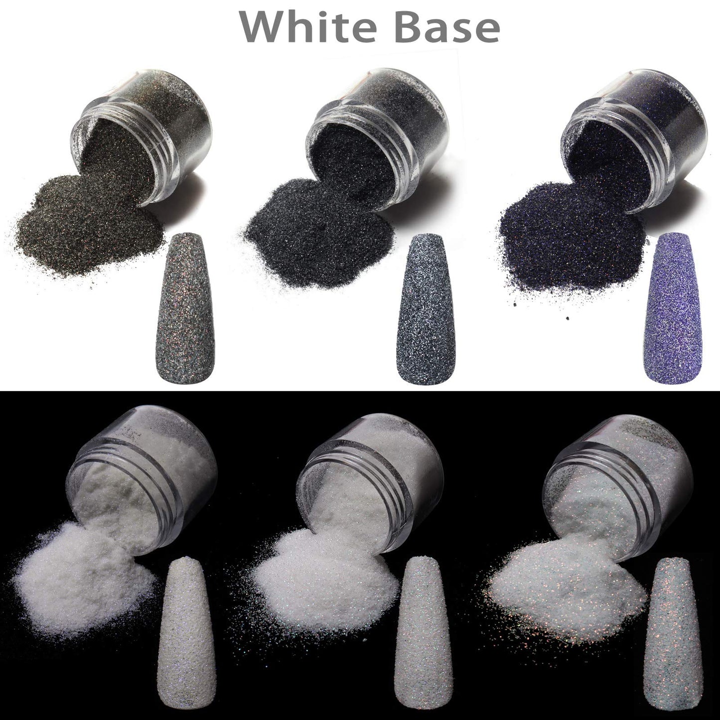 Allstarry 6 Colors Nail Glitter Powder Holographic White Black Nail Shining Sugar Effect Glitter Colorful Cosmetic Festival Powder DIY Nail Art Beauty & Personal Care Allstarry