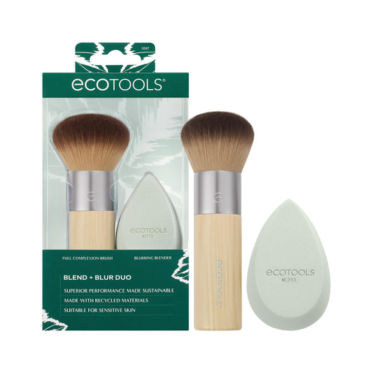 EcoTools Blend + Blur Makeup Brush and Sponge Duo, Foundation Brush