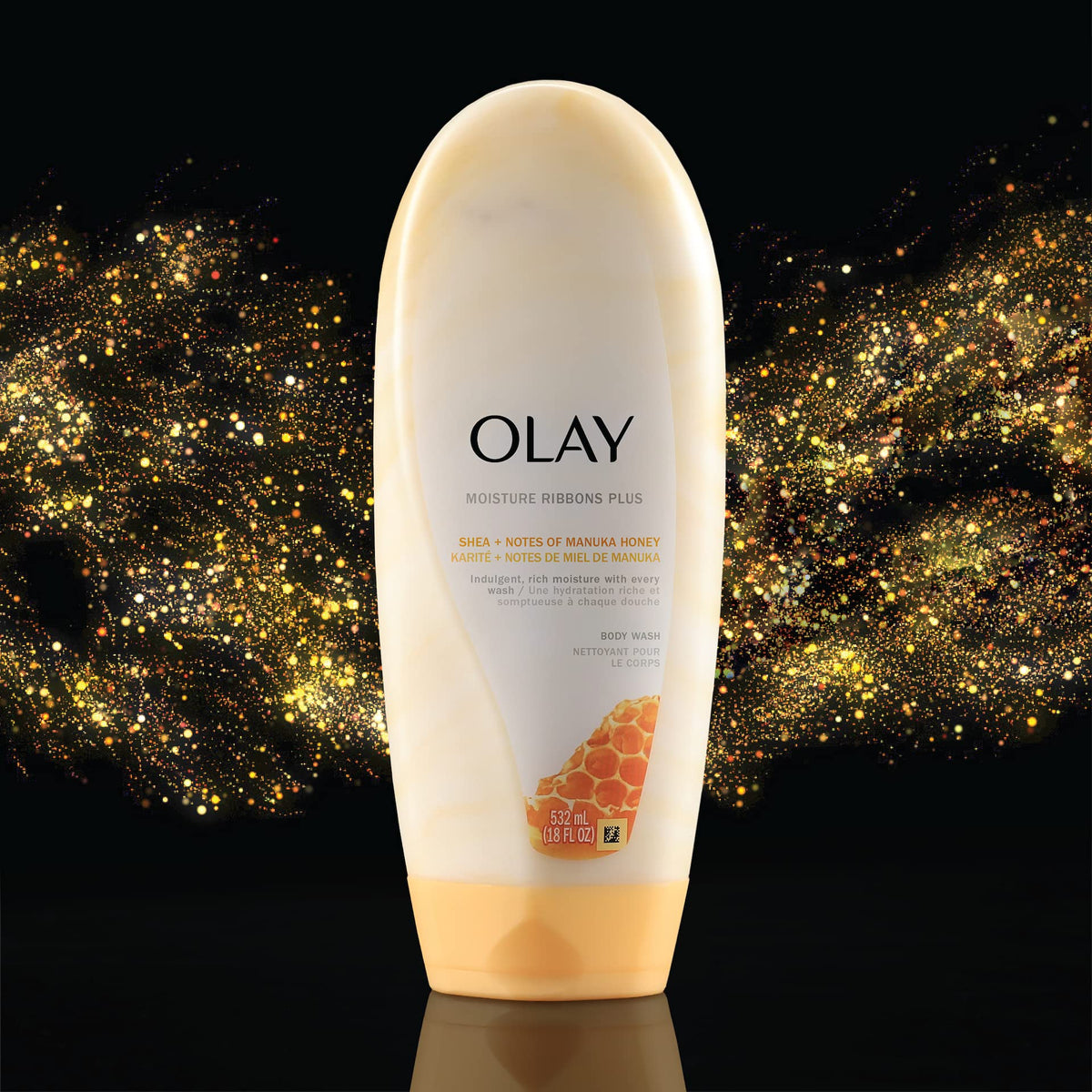 Body Wash by Olay, Moisture Ribbons Plus Shea + Manuka Honey Body Wash, 18 fl oz (Pack of 4) Beauty & Personal Care Olay