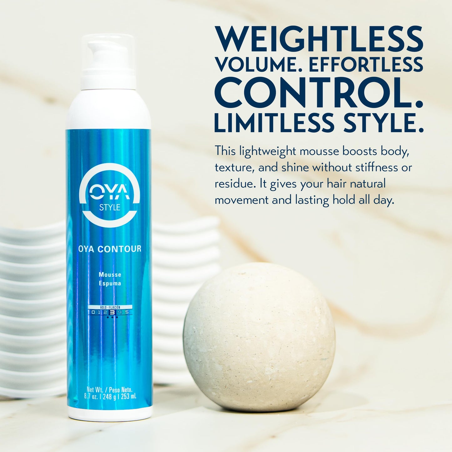OYA CONTOUR Moisturizing Hair Mousse - Nourishing Volumizing Styling Foam for Curly & Wavy Hair - Defines Curls, Smooths Frizz, Boosts Shine & Bounce Beauty & Personal Care OYA