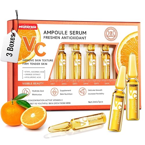 Vitamin C Face Serum, Hyaluronic Acid + Niacinamide + Ascorbic Acid, Anti Aging Facial Serum Ampoules for Wrinkles, Firmness & Moisturizing, Organic Beauty & Personal Care mopayzer
