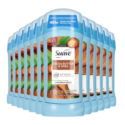 Suave Antiperspirant Deodorant For Women, Invisible Underarm Deodorant, 48hr Odor & Wetness Protection, Cocoa Butter & Shea, Sensitive Skin Deodorant Beauty and Personal Care Suave