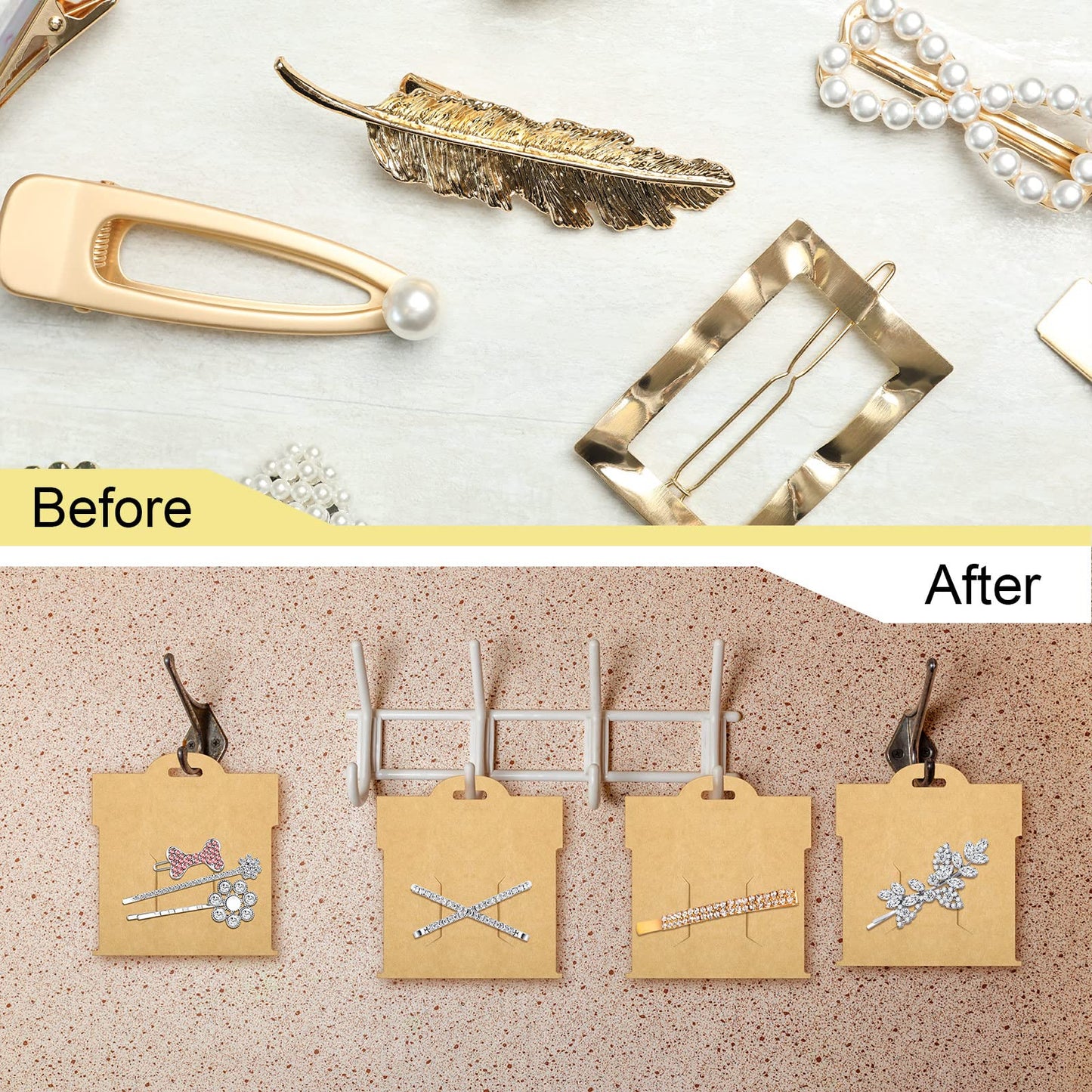 50 Pcs Hair Clip Display Cards 4.75 x 5.25 Inch Kraft Hair Bow Holder Cards Brown Bow Display Rectangular Clip Collecting Cardboard for Barrettes Beauty & Personal Care Geyee