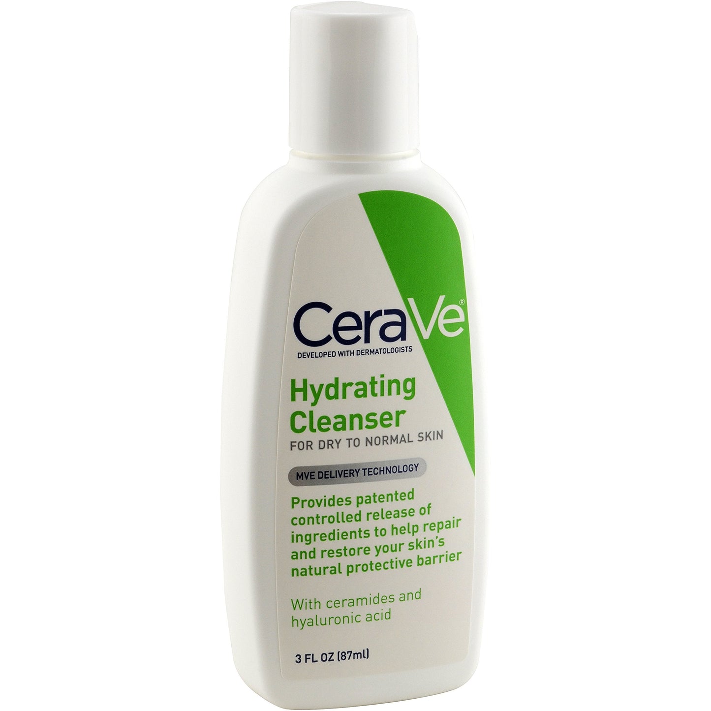 CeraVe Hydrating Face Wash | 3 Fluid Ounce Travel Size | Daily Facial Cleanser for Dry Skin | Fragrance Free Beauty & Personal Care CeraVe