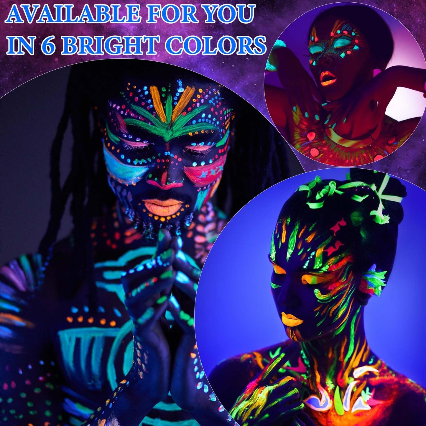 WYBLZPXZ 12 Pcs Glow in Dark Face Body Paint,Black Light Glow Makeup Set Neon Fluorescent,Glow Blacklight Body Face Paint Set Face Painting for Music Beauty & Personal Care WYBLZPXZ
