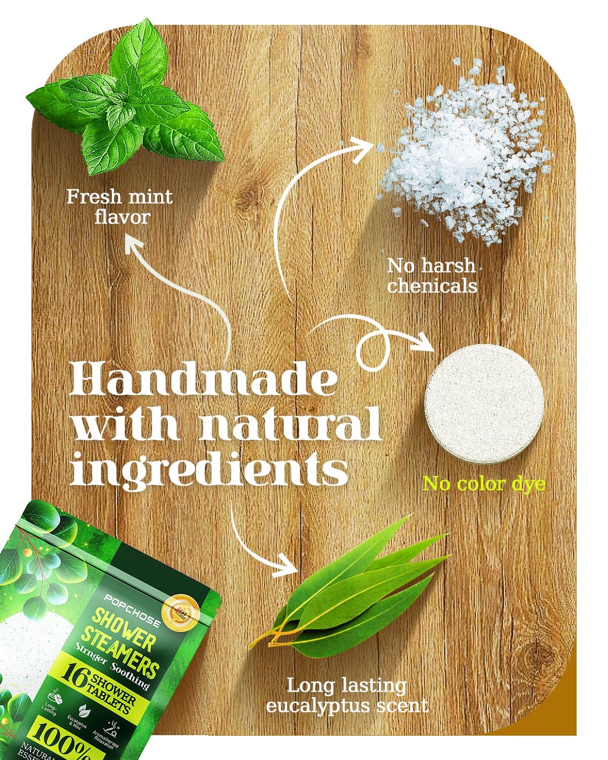 POPCHOSE Shower Steamers Aromatherapy 16 Pack, Valentines Day Gifts for Women & Men, Eucalyptus for Shower with Natural Essential Oils- Quick Relief Beauty and Personal Care POPCHOSE