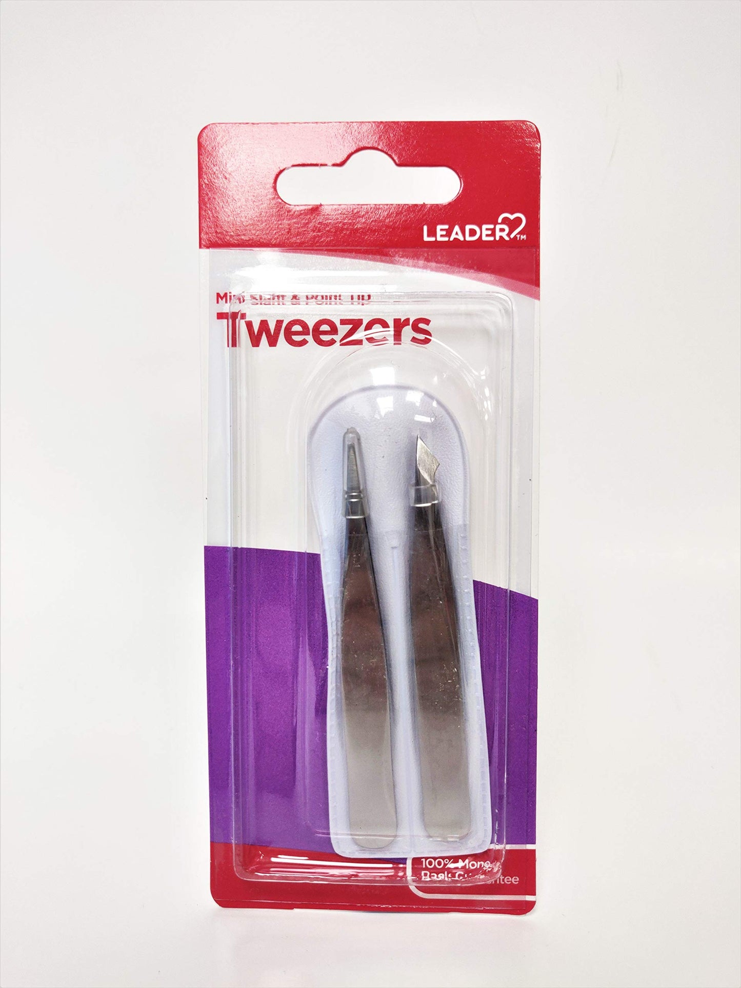 LEADER Tweezers Mini Slant/Point with Case Beauty and Personal Care Leader