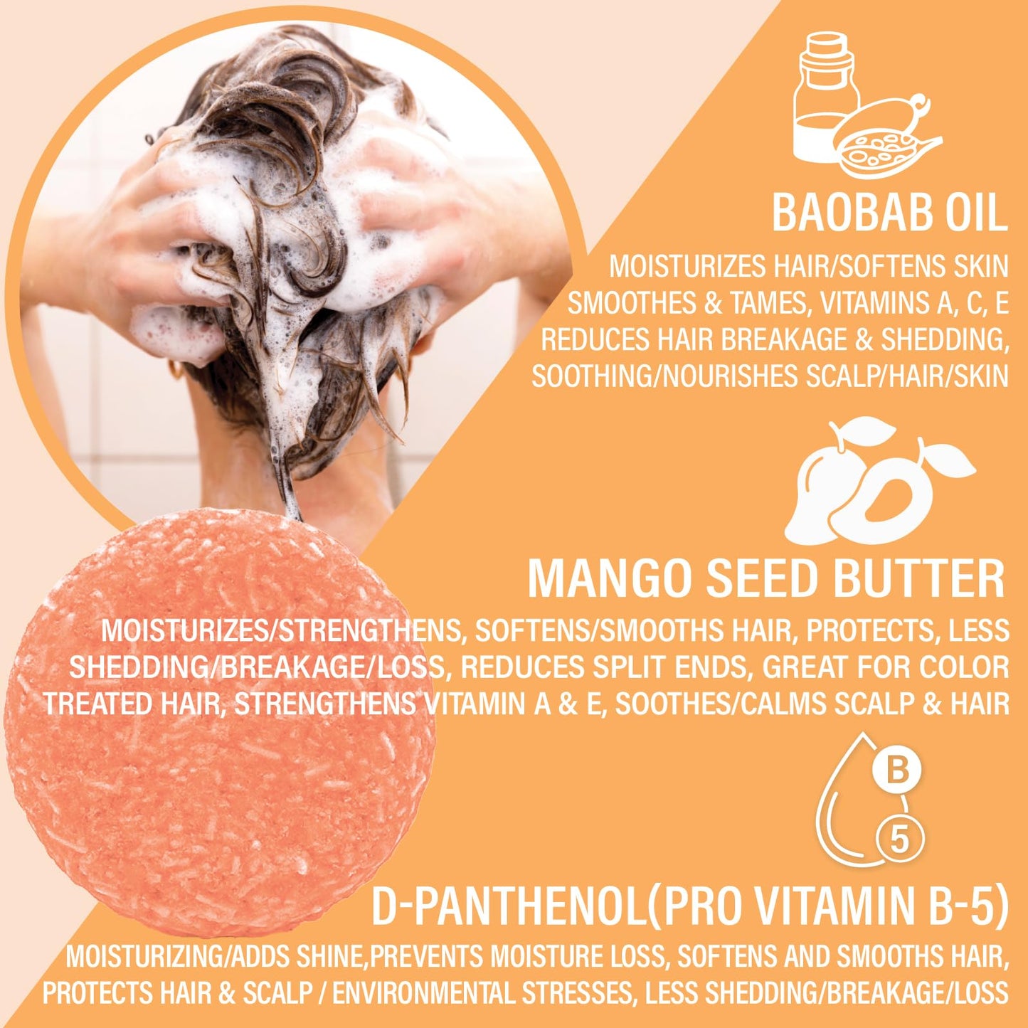 Luxiny Mango Shampoo and Conditioner Bar Set - Sulfate-Free, 1 Shampoo Bar (60g) & 1 Conditioner Bar (50g) for Normal/Dry Damaged Hair, Made in USA Beauty & Personal Care Luxiny