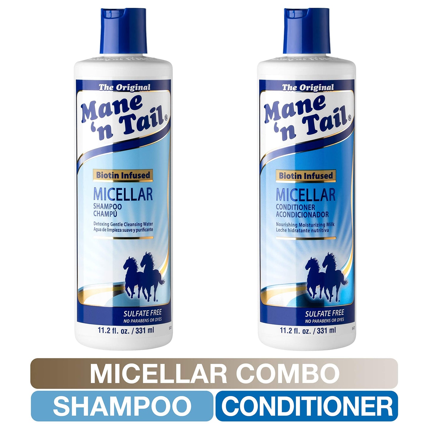 Mane 'n Tail Micellar Shampoo & Conditioner Sulfate Free with Biotin for Oily Hair, Build Up, and Hard Water to Detox and Clarify 11.2 fl oz 2-Pack Beauty & Personal Care Mane 'n Tail