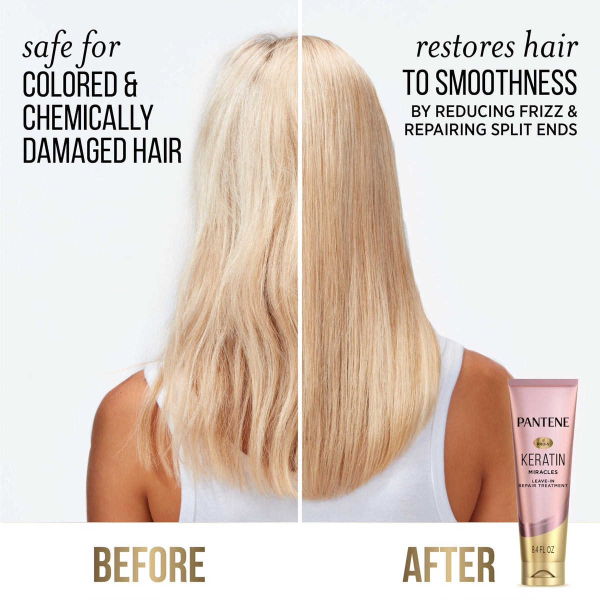 Pantene Keratin Leave-In Conditioner with Argan Oil, Protein Treatment for Dry, Damaged & Color-Treated Hair, Repairs Split Ends & Protects from Beauty & Personal Care Pantene