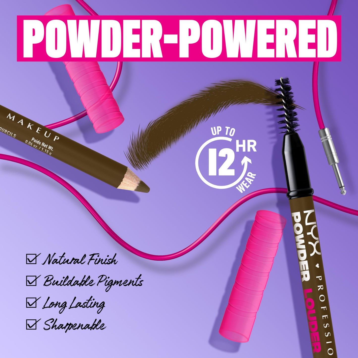 NYX PROFESSIONAL MAKEUP Powder Louder Eyebrow Pencil, Brow Pencil with Buildable Volume For Up To 12HR Wear, Vegan Formula - Taupe Beauty & Personal Care NYX PROFESSIONAL MAKEUP