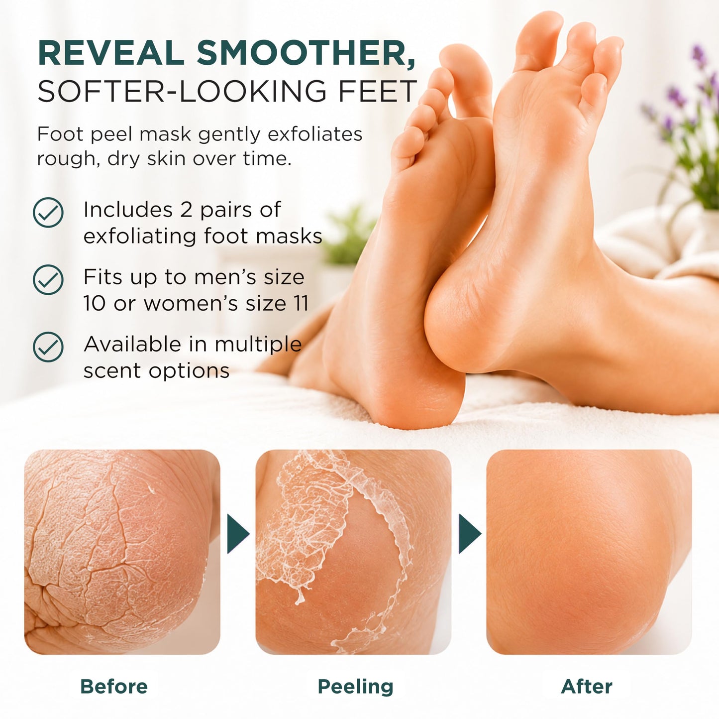 DERMORA Foot Peel Mask, Exfoliating Foot Peeling Mask, 2 Pairs, Original Beauty and Personal Care DERMORA