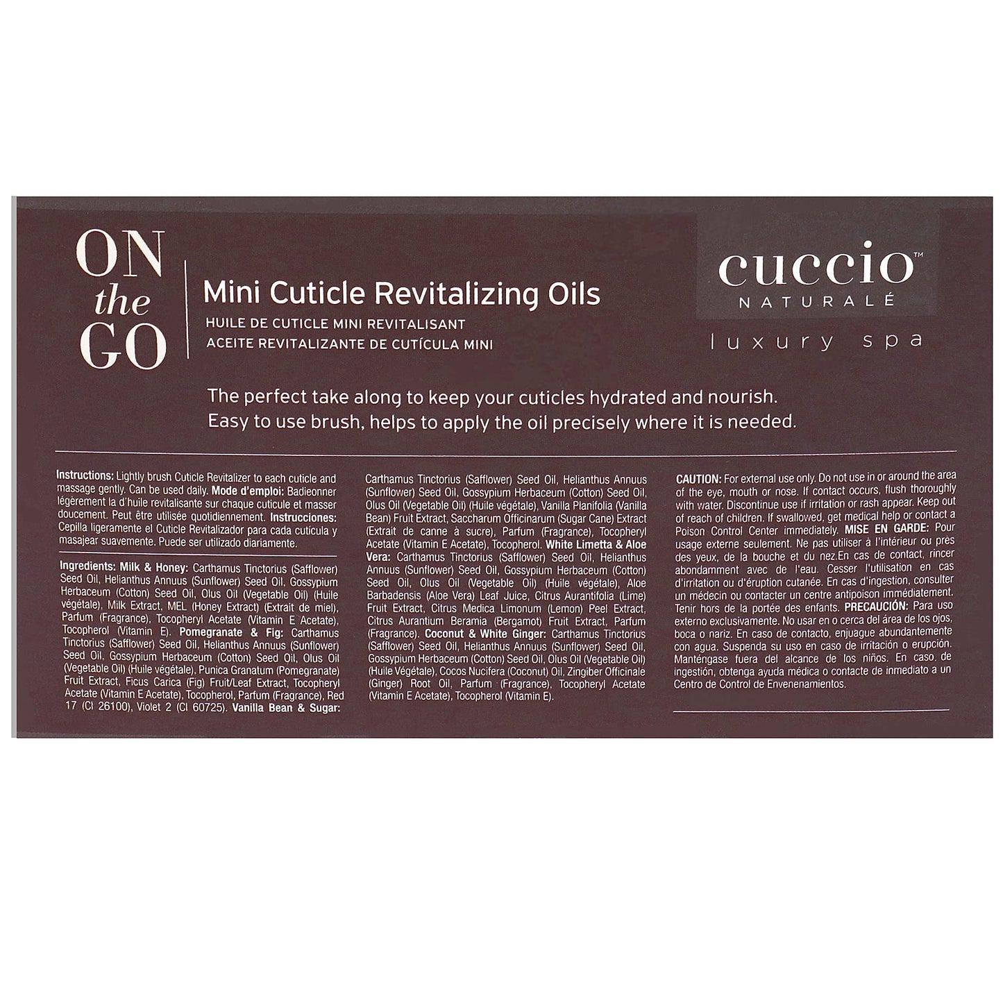 Cuccio Naturale Mini Cuticle Revitalizing Oils - Hydrating Repair for Dry Skin & Nails - Paraben & Cruelty-Free, Spa Fragrances - 4 pc Beauty & Personal Care Cuccio