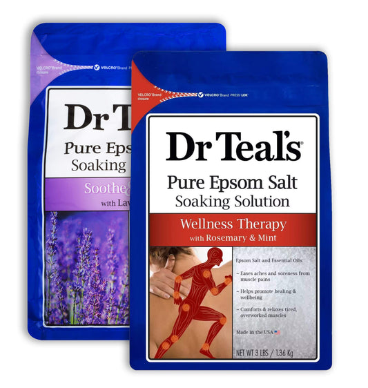 Dr Teal's Epsom Salt Bath Combo Pack (6 lbs Total), Soothe & Sleep with Lavender, and Wellness Therapy with Rosemary and Mint Beauty and Personal Care Dr Teal's