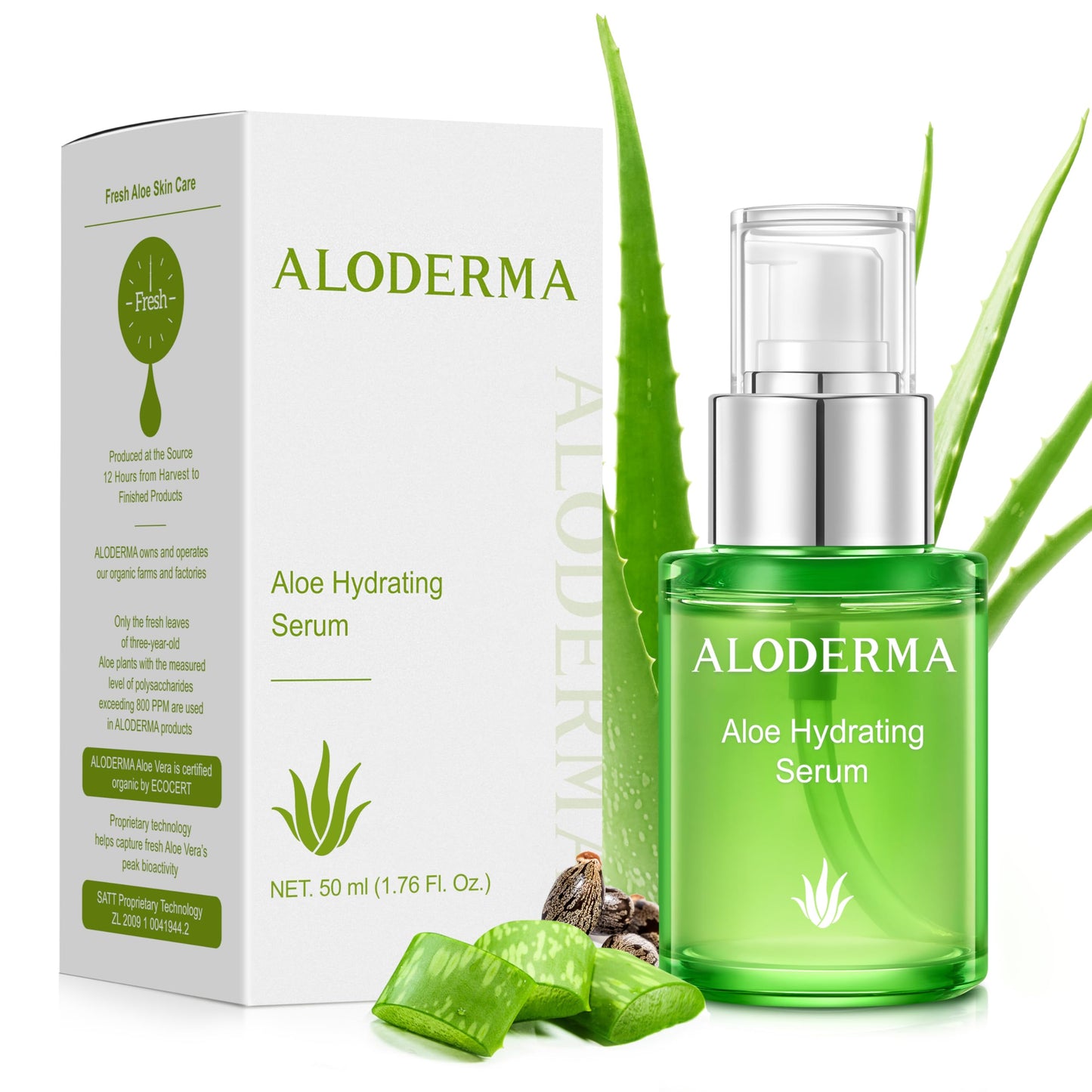 Aloderma Hydrating Aloe Face Serum Made with 65% Organic Aloe Vera - Deep Moisturizing Lightweight Aloe Vera Facial Serum with Hyaluronic Acid Beauty & Personal Care Aloderma