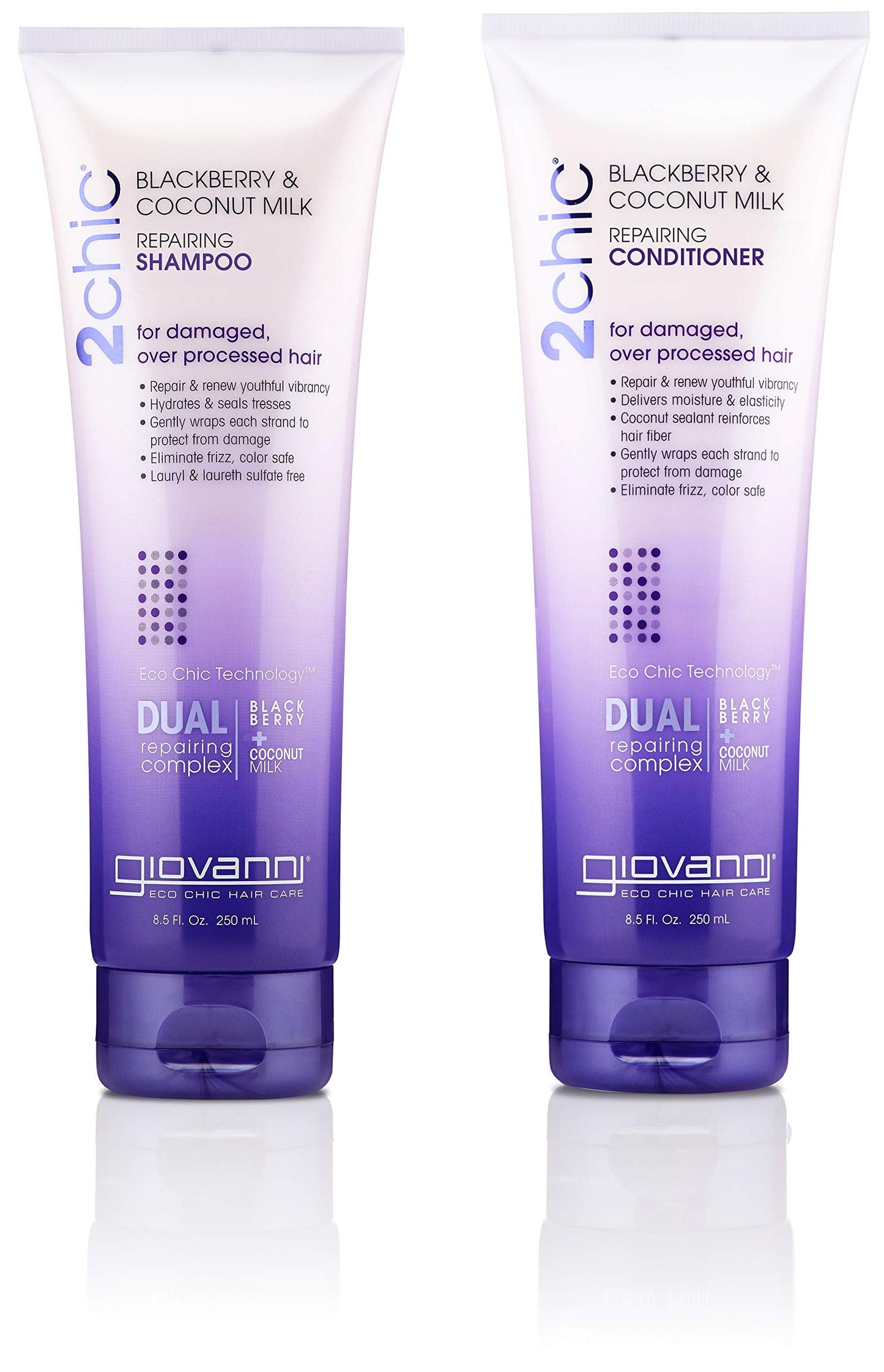 GIOVANNI COSMETICS - 2Chic Repairing Shampoo & Conditioner, 8.5 Fluid Ounce / 250 Milliliter - Dual Repairing Complex For Damaged Over-Processed Hair Beauty & Personal Care GIOVANNI