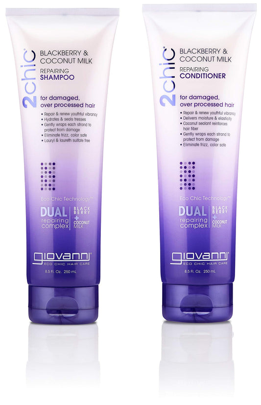 GIOVANNI COSMETICS - 2Chic Repairing Shampoo & Conditioner, 8.5 Fluid Ounce / 250 Milliliter - Dual Repairing Complex For Damaged Over-Processed Hair Beauty & Personal Care GIOVANNI
