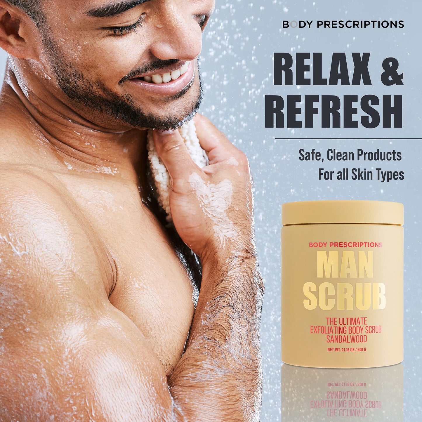 Body Prescriptions Men’s Exfoliating Body Scrub - Ultimate Skin Cleansing Wash in Jar with Twist-Top Lid, For All Skin Types, 21 Ounce (Pack of 1) Beauty & Personal Care Body Prescriptions