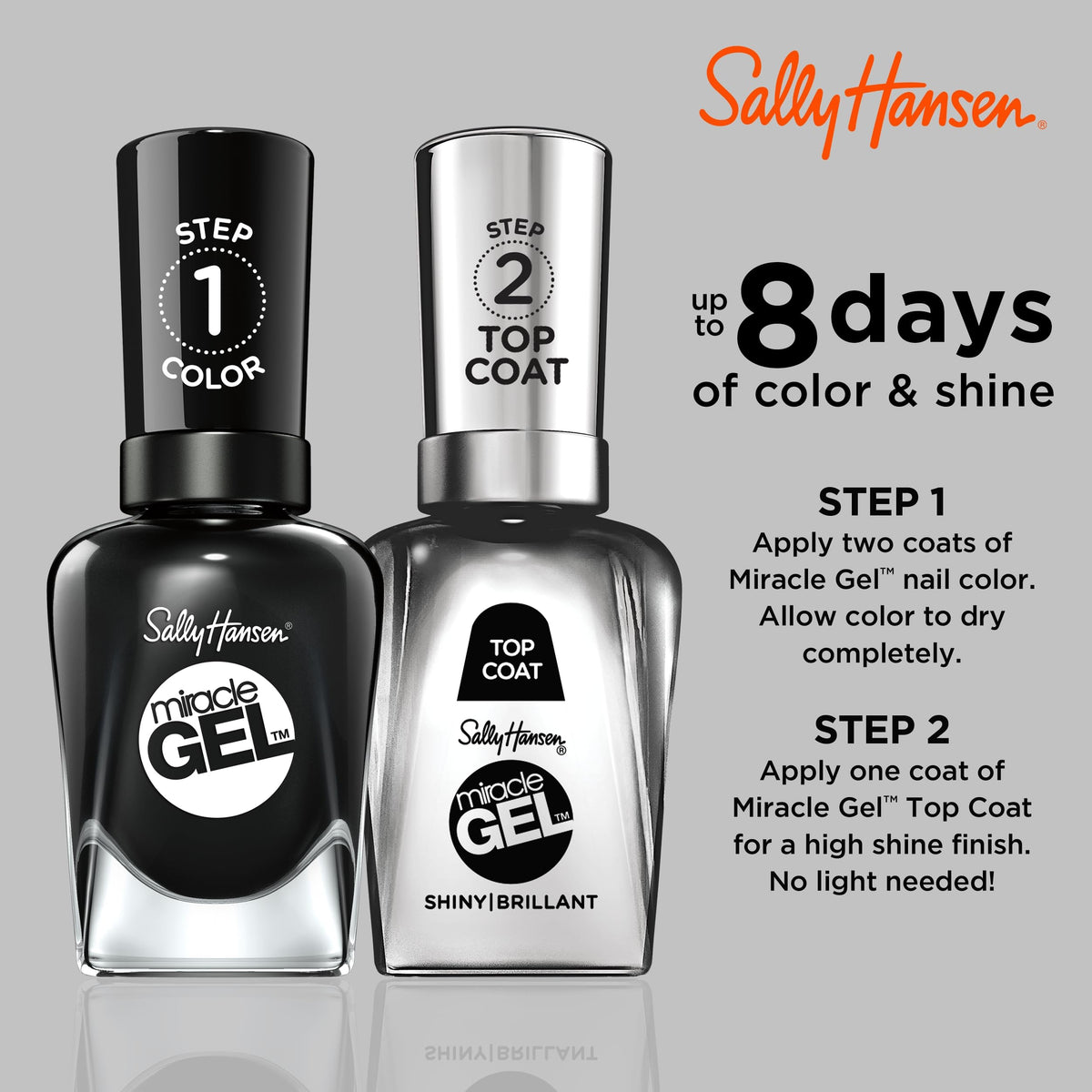 Sally Hansen Miracle Gel Salon Quality Nail Polish | Gel-Like Formula, Two-Step System, No UV Light Needed, Long Lasting | Opaque, | Opaque, Glossy | Beauty & Personal Care Sally Hansen