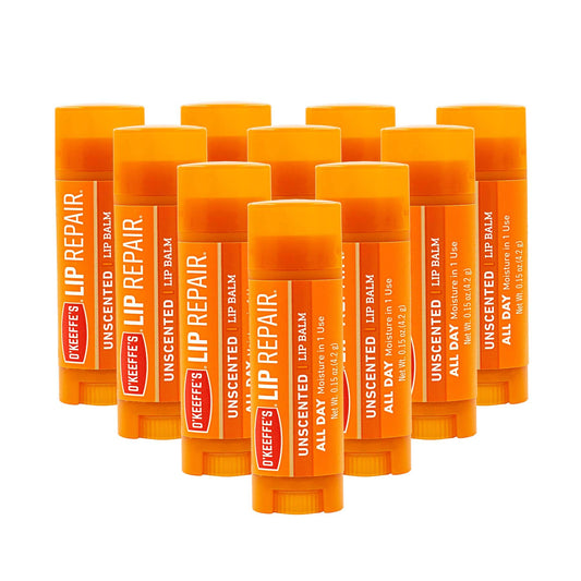 O'Keeffe's Unscented Lip Repair Lip Balm for Dry, Cracked Lips, Stick, (Pack of 10) Beauty and Personal Care O'Keeffe's