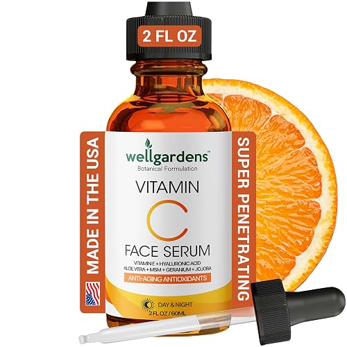 100% Pure Vitamin C Serum for Face - Anti Aging Face Serum - Vitamin C Face Serum, Vitamin E, Hyaluronic Acid, Botanical Blend - Face Serum for Eye Beauty & Personal Care Wellgardens