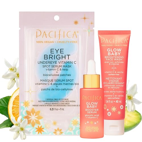 Pacifica Beauty | Glow Baby Vitamin C Trial + Value Kit | 3-Piece Skin Care Gift Set | Travel Friendly | Brightening Face Serum, Face Wash/Cleanser Beauty & Personal Care Pacifica