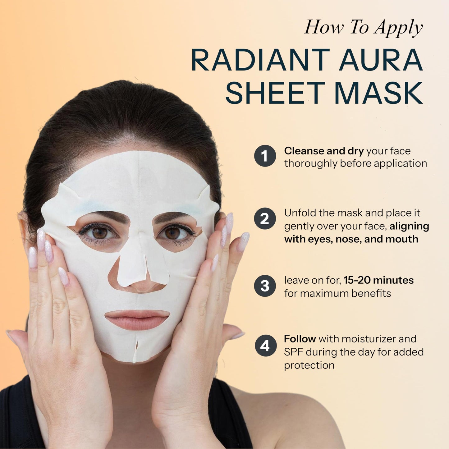 Radiant Aura Vitamin E & Vitamin C Sheet Mask - Dermatologist Tested, Anti Aging, Korean Skin Care - Deep Hydration, Softens Fine Lines, Fades The Beauty & Personal Care Radiant Aura