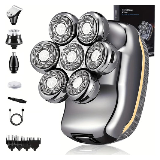 Razors Men's Electric Head Shaver Razor Rechargeable Cordless Hair Shaving Razors for Bald Man 6 in 1 Waterproof Wet Dry Beard Trimmer(6 in 1 Set) Beauty and Personal Care EWKYLSEM