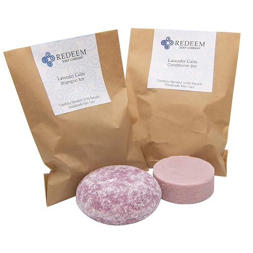 Redeem Soap Company Lavender Calm Shampoo Bar and Conditioner Bar, Made in the USA, 3oz Shampoo Bar, 1oz Conditioner Bar, Zero Waste, No Plastic, SLS Beauty & Personal Care Redeem Soap Company