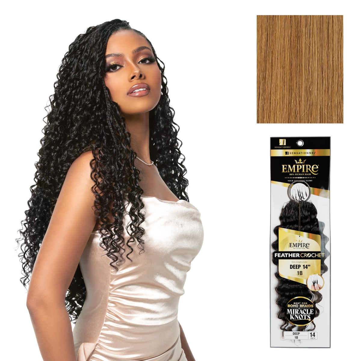 Sensationnel Empire Feather Crochet Braids-Deep,14in, 27 HONEYBLONDE
