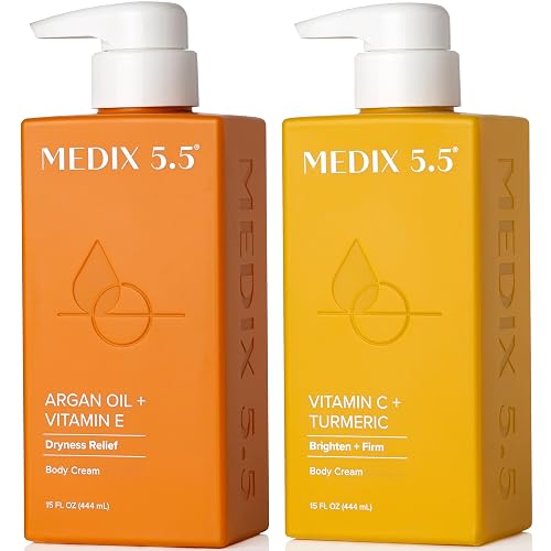 MEDIX Vitamin C Cream + Anti Aging Argan Oil Cream 2PC Skin Care Bundle | Moisturizer Body Cream & Face Lotion | Brightening Body Lotion For Women Beauty & Personal Care Medix 5.5