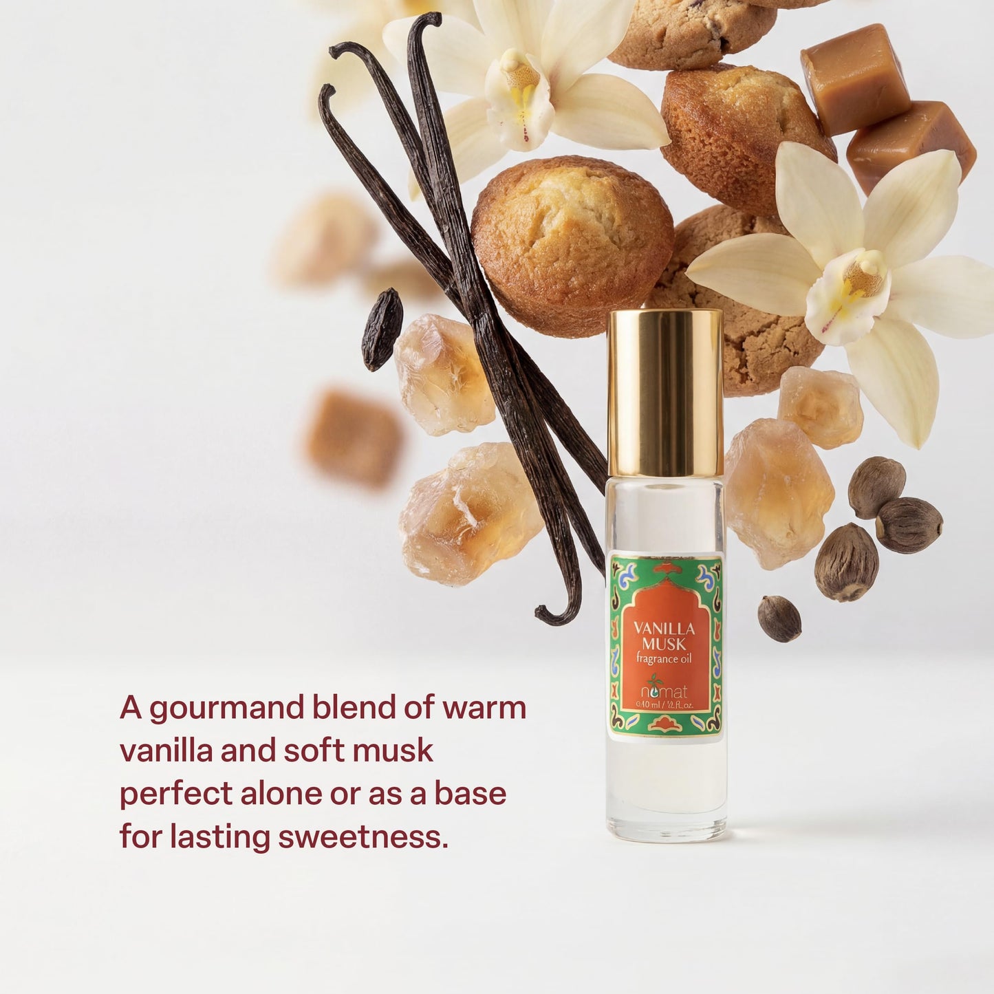 Vanilla Musk Perfume Oil Roll-On - Vanilla Fragrance Oil Roller (No Alcohol) Perfumes for Women and Men by Nemat Fragrances, 10 ml / 0.33 fl Oz Beauty & Personal Care Nemat International
