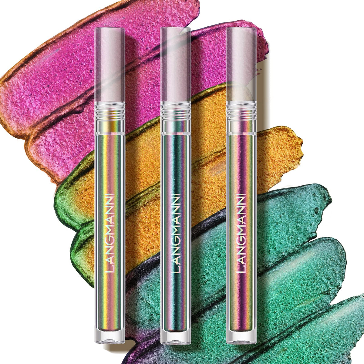 LANGMANNI Liquid Glitter Eyeshadow Chameleon Eyeshadow Makeup,Metallic Changing Long-lasting Holographic Glitter Multichrome Eyeshadows (A-Peacock) Beauty & Personal Care LANGMANNI