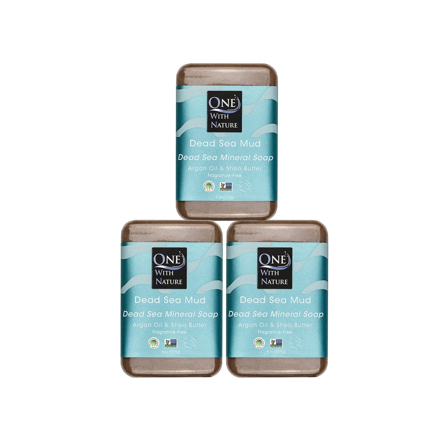One With Nature Dead Sea Mud Soap 4oz 3-Pack - Purifying and Exfoliating Soap Bar with Dead Sea Salt Minerals for Face & Body, for Men & Women Beauty & Personal Care One With Nature