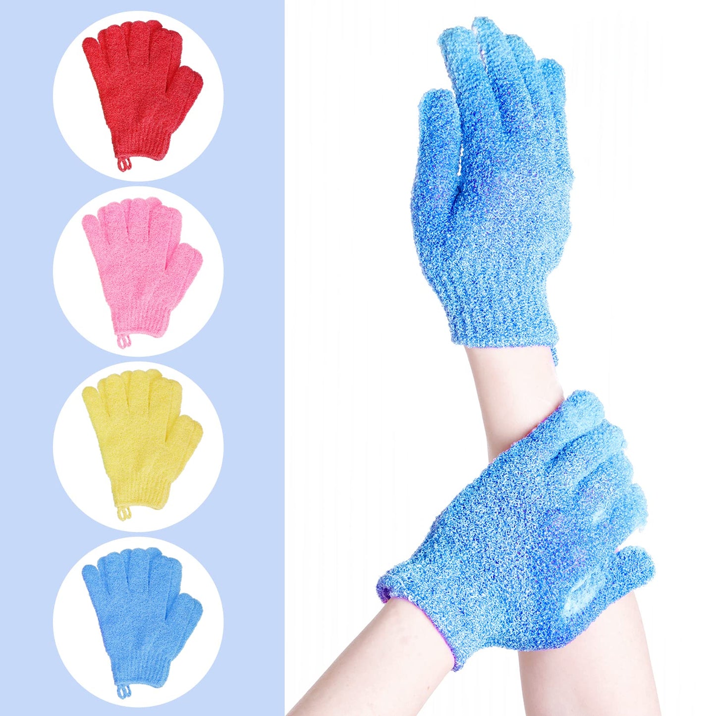 4 Pairs Bath Exfoliating Gloves Scrub, Double Sided Bath Mitts Scrubs for Shower, Exfoliating Shower Mitt Body Scrubber Glove, Bathing Accessories Beauty and Personal Care Ishua