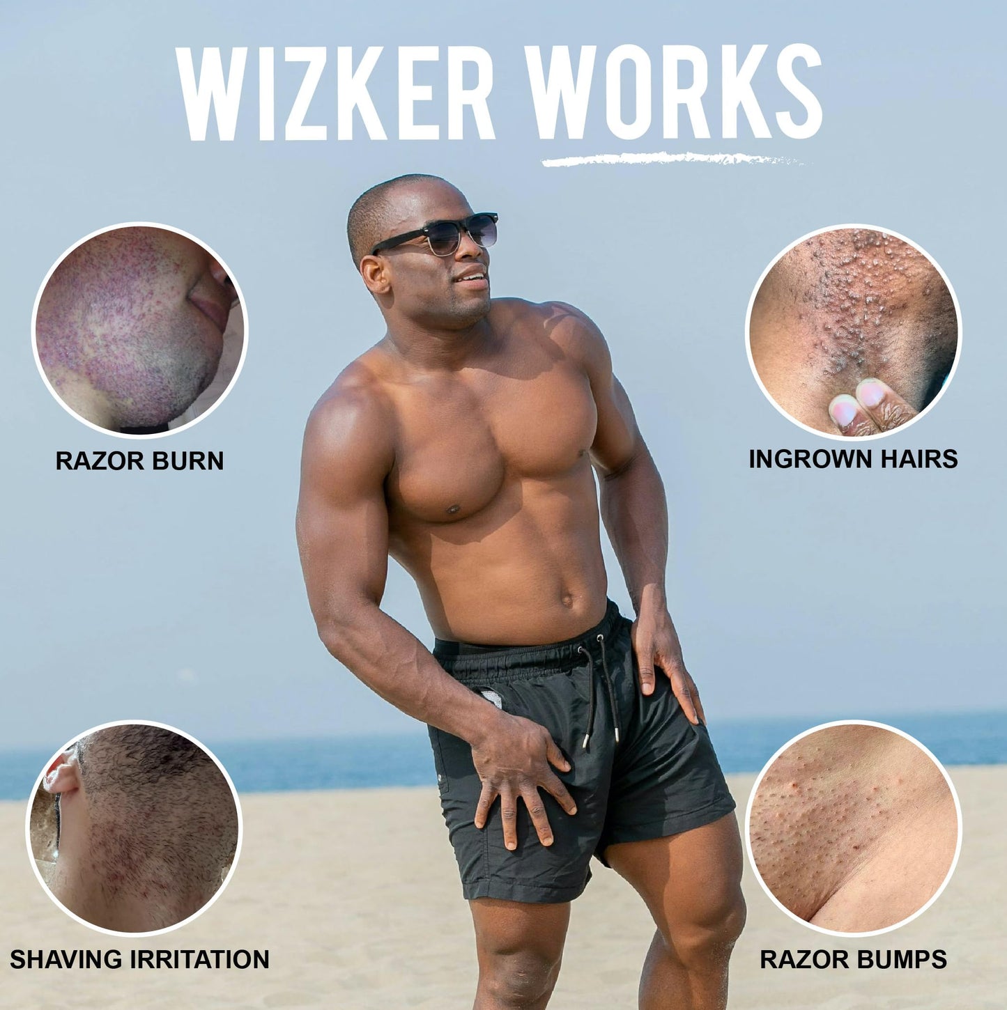 WIZKER® Premium Ingrown Hair Exfoliating Brush: 2-in-1 Soft + Firm Face Body Exfoliator for Sensitive Skin, Prevents Razor Bumps, Shave, Laser, Wax Beauty & Personal Care WIZKER