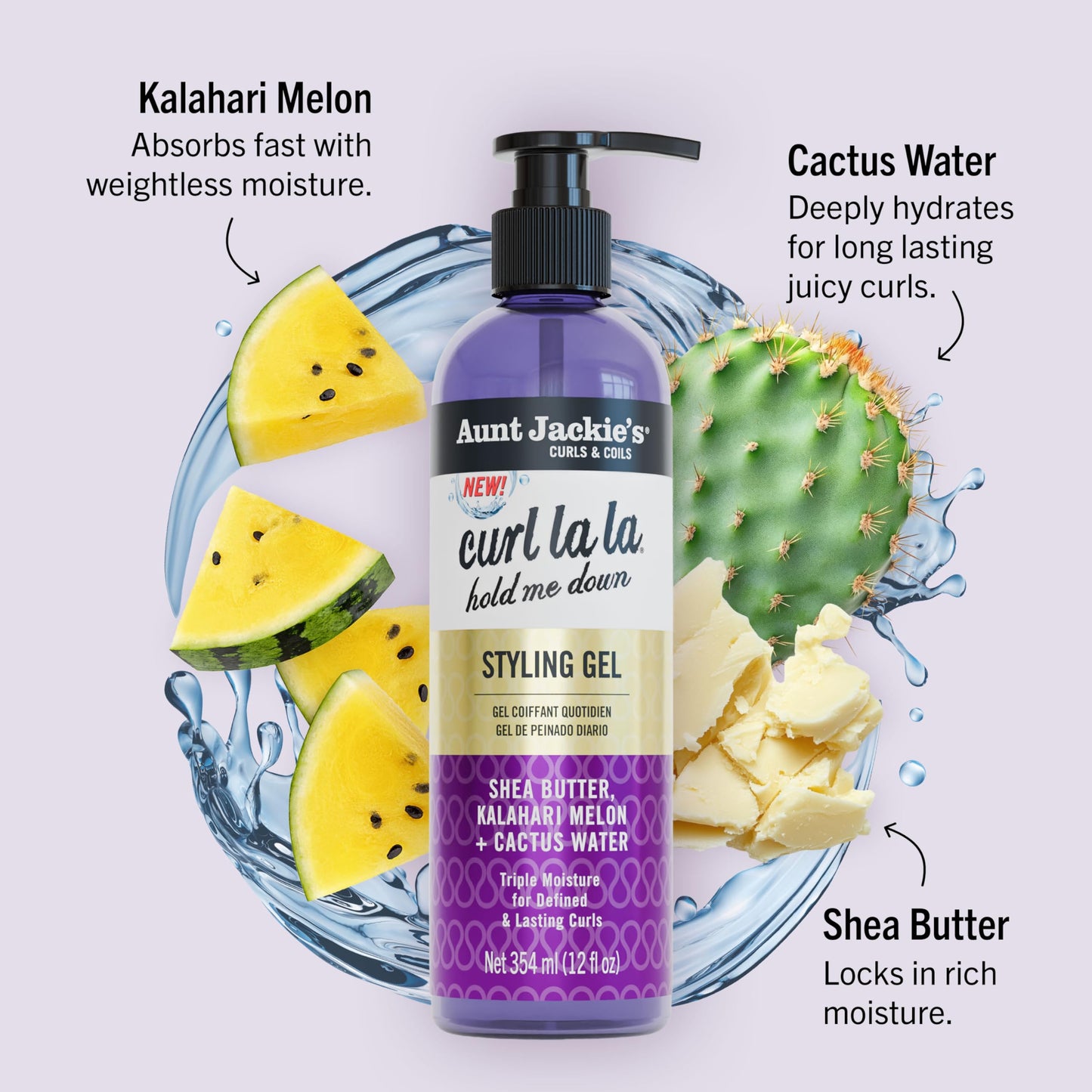 Aunt Jackie's Curls & Coils Curl La La Hold Me Down Styling Gel, 12 fl oz - Triple Moisture for Defined and Lasting Curls Beauty & Personal Care Aunt Jackie's