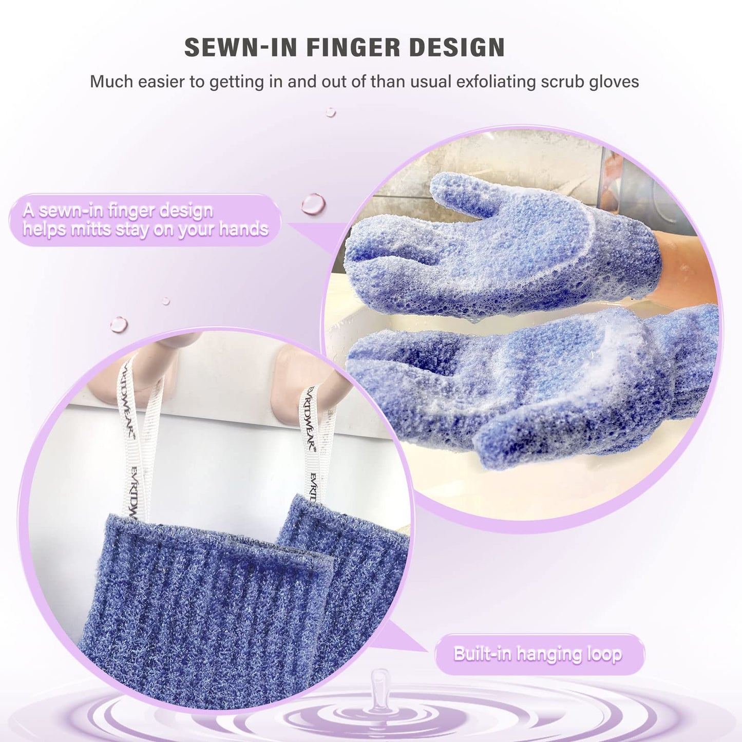 Evridwear Shower Exfoliating Mitts, Deep Cleanse Bathing Scrub Gloves Self Tan Scrubber Mitten Dead Skin Remover for Men and Women,1 Pair Heavy Beauty & Personal Care Evridwear
