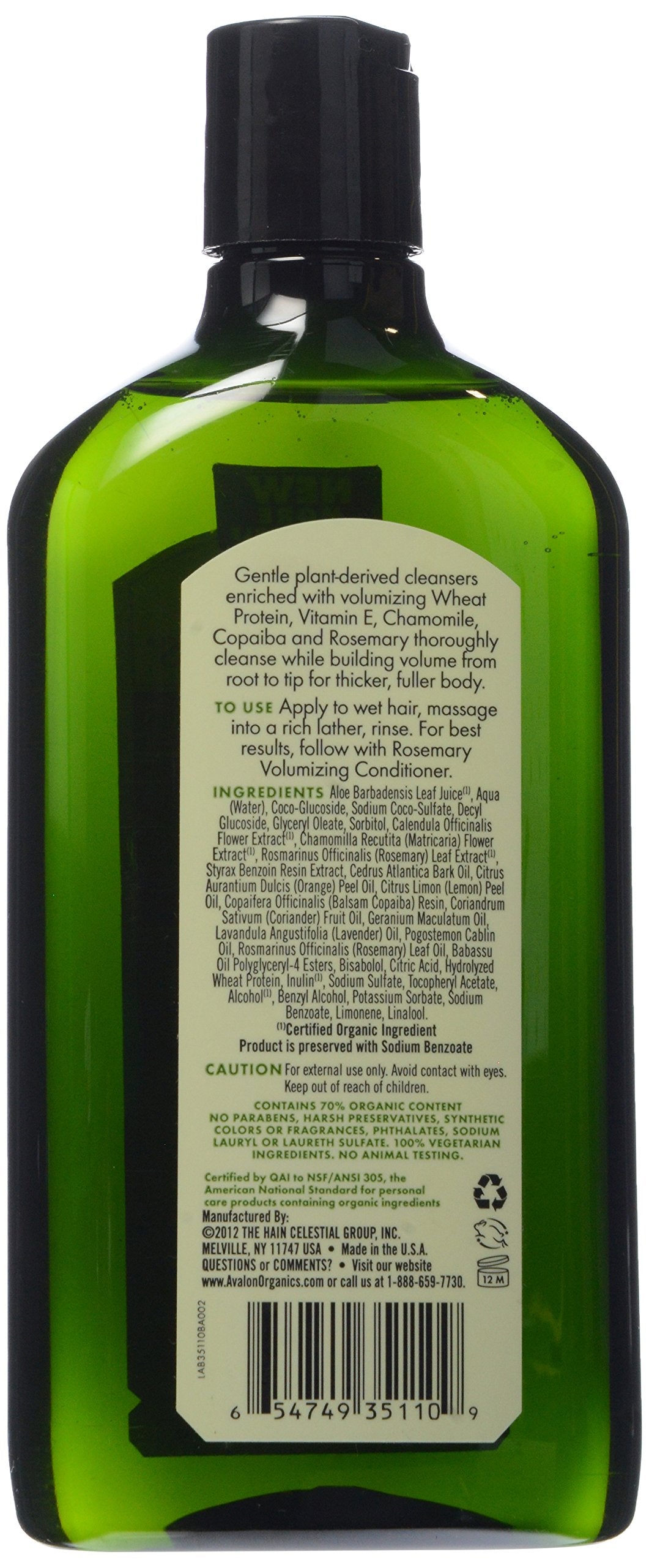 Avalon Organics Shampoo Rosemary, 11 oz